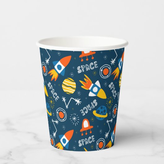 Cute Colorful Space Adventtern Papieren Bekers (Achterkant)