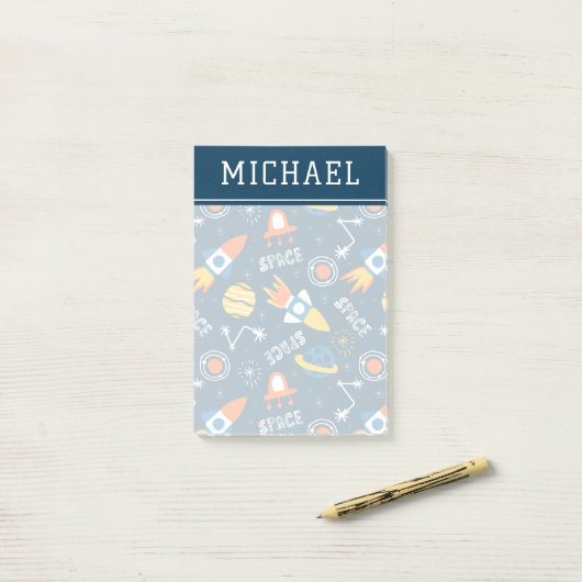 Cute Colorful Space Adventtern Post-it® Notes (Op bureau)