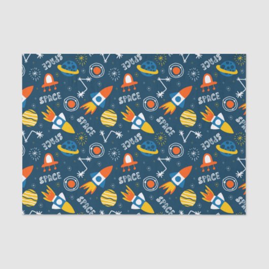 Cute Colorful Space Adventtern Tissuepapier (Voorkant)