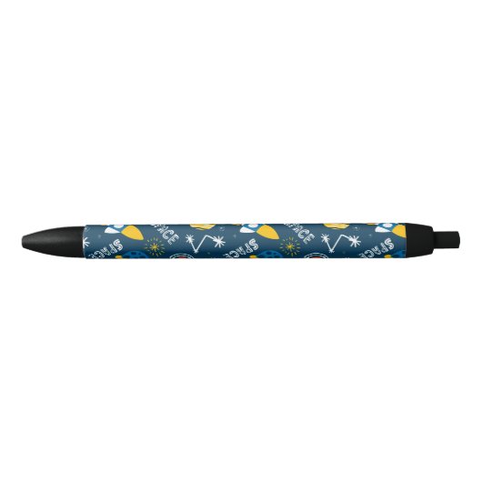 Cute Colorful Space Adventtern Zwarte Inkt Pen (Voorkant)