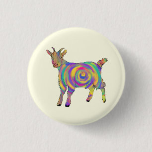 Cute Colorful Spiral Goat Funny Quirky Animal Art Ronde Button 3,2 Cm