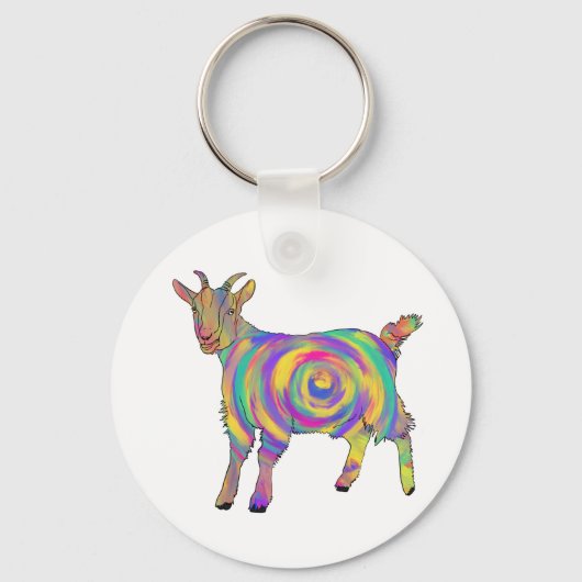 Cute Colorful Spiral Goat Funny Quirky Animal Art Sleutelhanger (Voorkant)