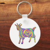 Cute Colorful Spiral Goat Funny Quirky Animal Art Sleutelhanger (Voorkant)