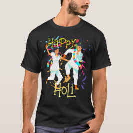 Cute Colorful Splash Couple play Holi T-shirt