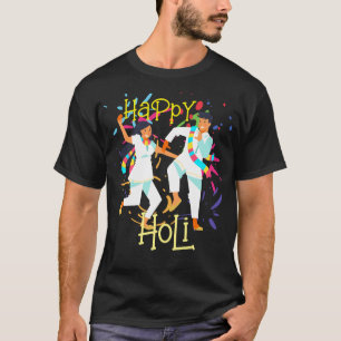 Cute Colorful Splash Couple play Holi T-shirt