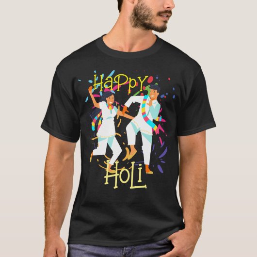 Cute Colorful Splash Couple play Holi T-shirt (Voorkant)