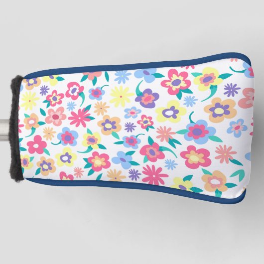 Cute colorful spring bloemen patroonkom golfheadcover (Voorkant)
