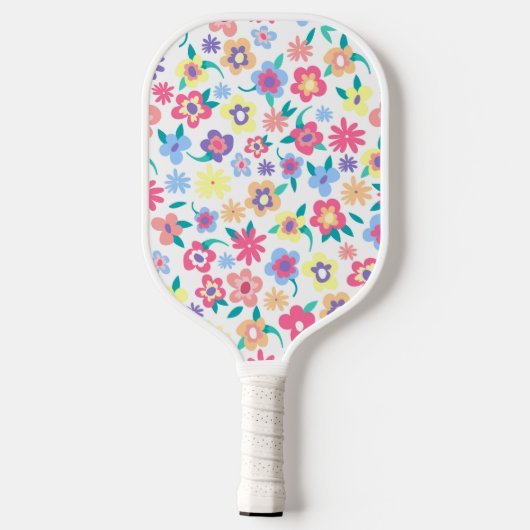 Cute colorful spring bloemen patroonkom pickleball paddle (Achterkant)