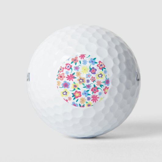 Cute colorful spring flower patroon golfballen (Voorkant)