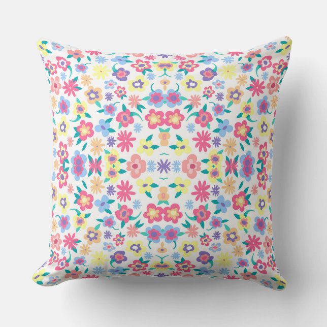 Cute colorful spring flower patroon kussen (Voorkant)