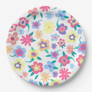 Cute colorful spring flower patroon papieren bordje