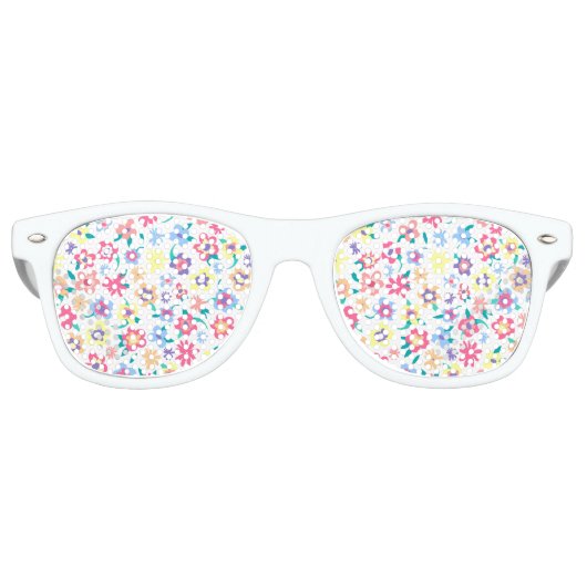 Cute colorful spring flower patroon retro zonnebril (Voorkant)