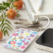 Cute colorful spring flower patroon sleutelhanger (Voorkant Rechts)