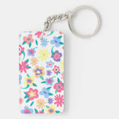 Cute colorful spring flower patroon sleutelhanger (achterkant)