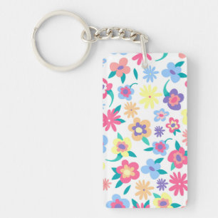 Cute colorful spring flower patroon sleutelhanger
