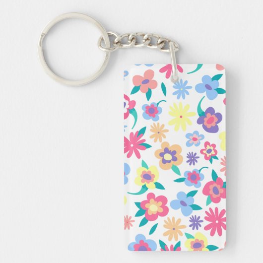 Cute colorful spring flower patroon sleutelhanger (Voorkant)
