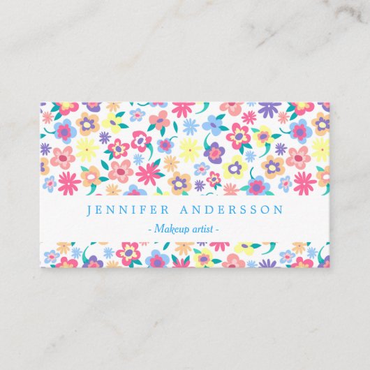 Cute colorful spring flower patroon visitekaartje (Voorkant)