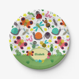 Cute Colorful Spring Insects Pattern Kinder Party Papieren Bordje