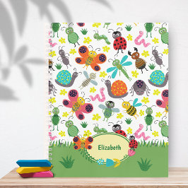 Cute Colorful Spring Insects Pattern Kinder School Notitieboek