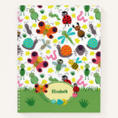 Cute Colorful Spring Insects Pattern Kinder School Notitieboek (Voorkant)