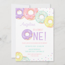 Cute Colorful Sprinkle Donuts First Birthday Kaart