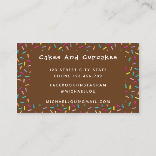 Cute Colorful Sprinkles Bakery Visitekaartje (Achterkant)