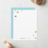Cute Colorful Stars Kinder Notitiekaartje (Voorkant / Achterkant in situ)