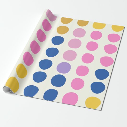 Cute Colorful Stippen Scandinavian Pattern Blue Pi Cadeaupapier (Uitgerold)