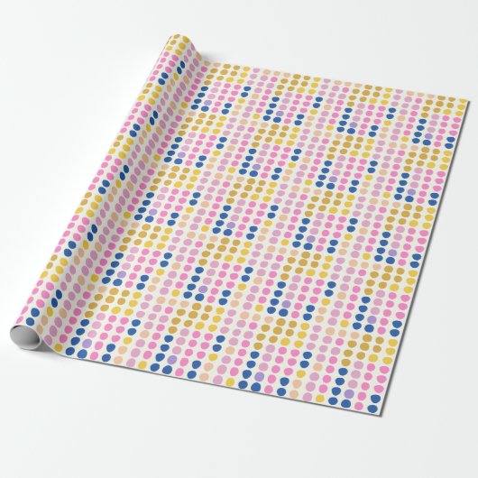 Cute Colorful Stippen Scandinavian Pattern Yellow Cadeaupapier (Uitgerold)