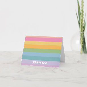 Cute Colorful Striped Pastel Pattern Persoonlijk Kaart