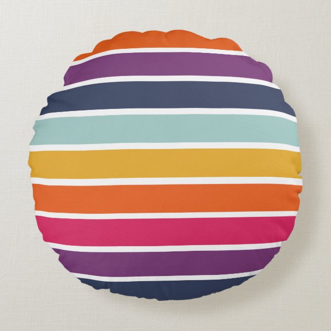 Cute Colorful Striped Pattern Rond Kussen (Voorkant)