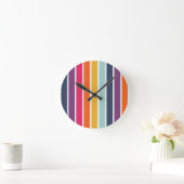 Cute Colorful Striped Pattern Ronde Klok (Huis)