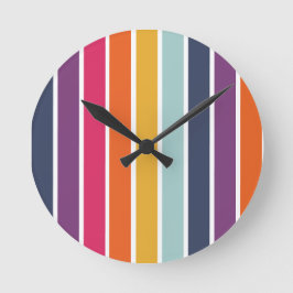 Cute Colorful Striped Pattern Ronde Klok
