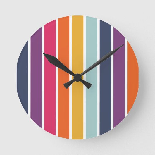 Cute Colorful Striped Pattern Ronde Klok (Voorkant)