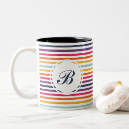 Cute Colorful Striped Pattern Tweekleurige Koffiemok