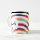 Cute Colorful Striped Pattern Tweekleurige Koffiemok (Voorkant links)