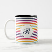 Cute Colorful Striped Pattern Tweekleurige Koffiemok (Links)