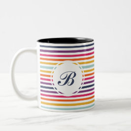 Cute Colorful Striped Pattern Tweekleurige Koffiemok