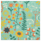 Cute Colorful Stylied Retro Flowers Pattern Stof (Swatch)