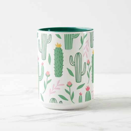 Cute Colorful Succulent Cactus Pattern Mok (Midden)