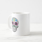Cute Colorful Sugar Skull dia de los muertos Koffiemok (Voorkant links)