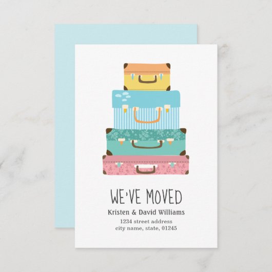Cute Colorful Suitcase We hebben Moving Aankondiging (Voorkant / Achterkant)
