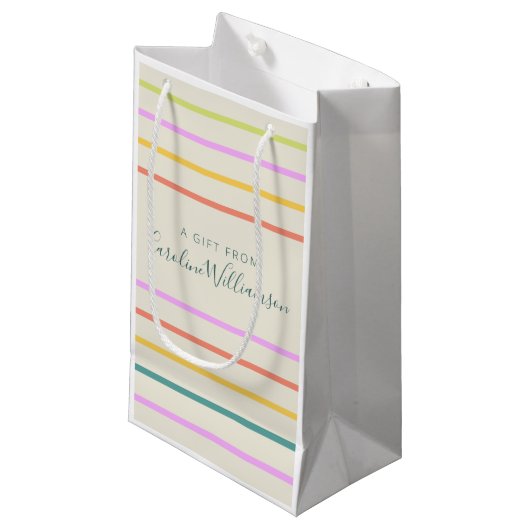 Cute Colorful Summer Stripes Personalized Klein Cadeauzakje (Voorkant Gekanteld)