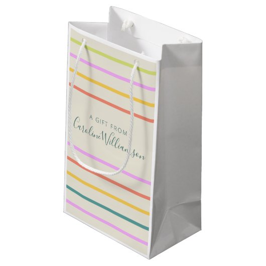 Cute Colorful Summer Stripes Personalized Klein Cadeauzakje (Achterkant Gekanteld)
