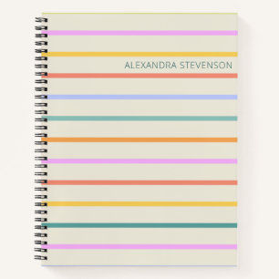 Cute Colorful Summer Stripes Personalized Notitieboek