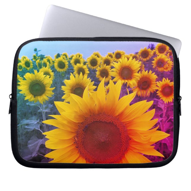 Cute Colorful Sunflower Field Laptop Sleeve (Voorkant)