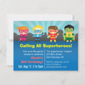 Cute Colorful Superheld Birthday Party Kaart (Voorkant)
