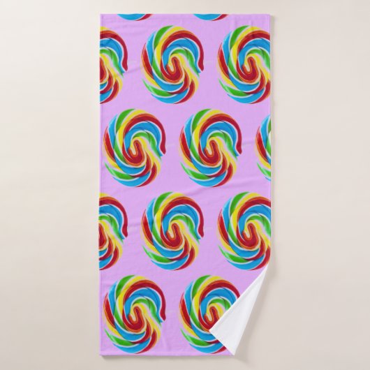 Cute Colorful Sweet Snoep Rainbow Lollipop Badhanddoek (Badhanddoek)