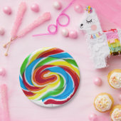 Cute Colorful Sweet Snoep Rainbow Lollipop Papieren Bordje (Feest)