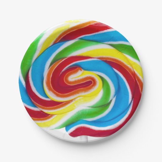 Cute Colorful Sweet Snoep Rainbow Lollipop Papieren Bordje (Voorkant)